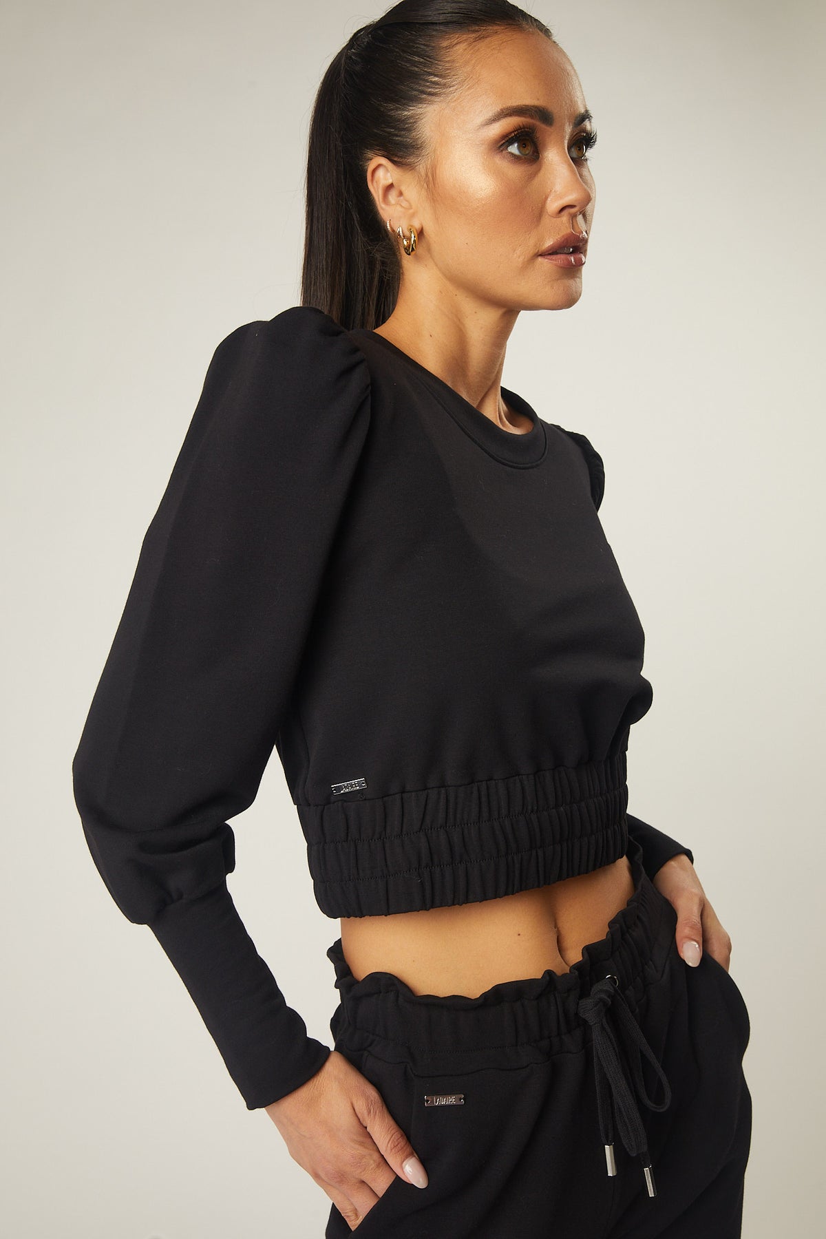 Emma Cotton French Terry Top In Black