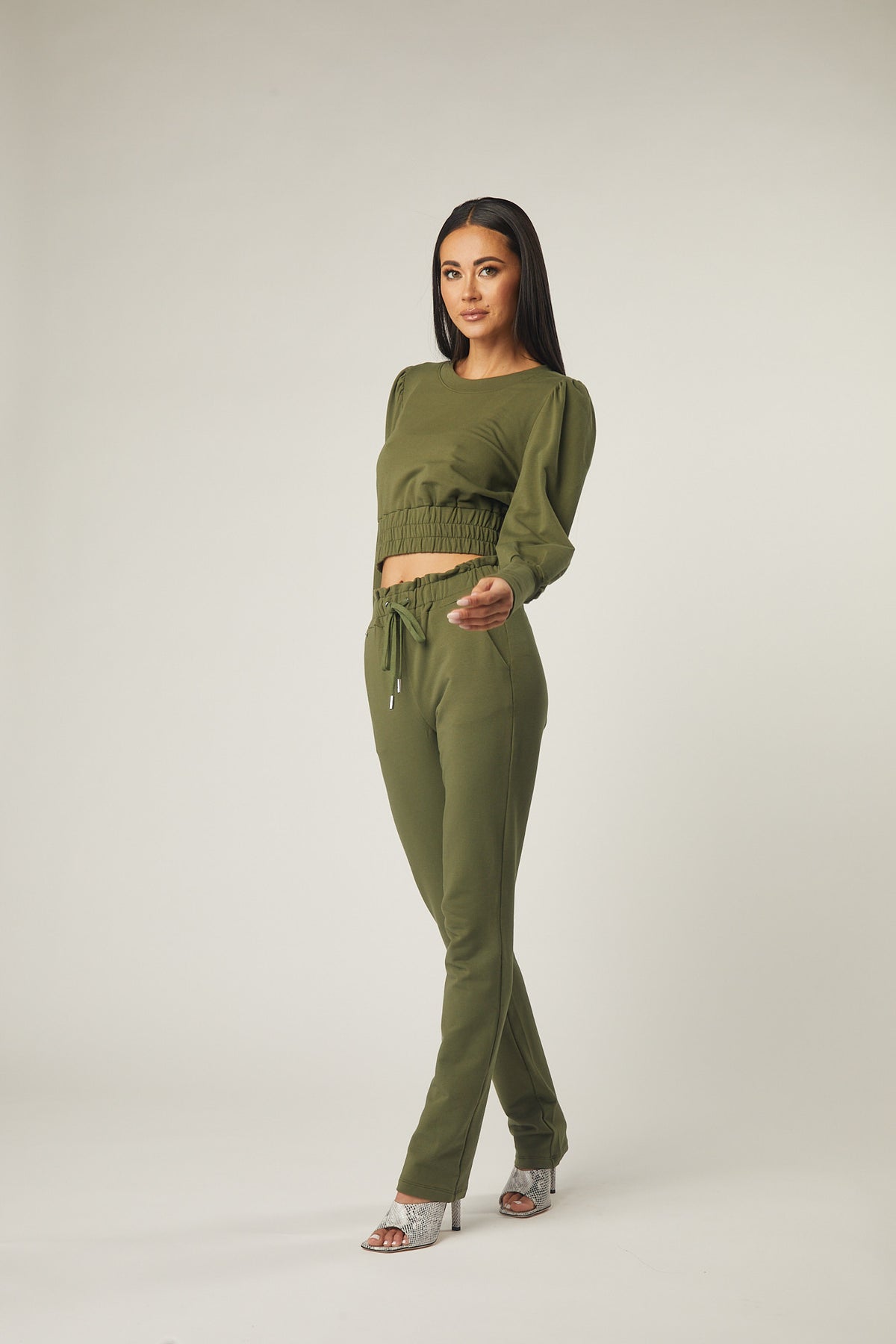 Emma Cotton French Terry Top In Olive