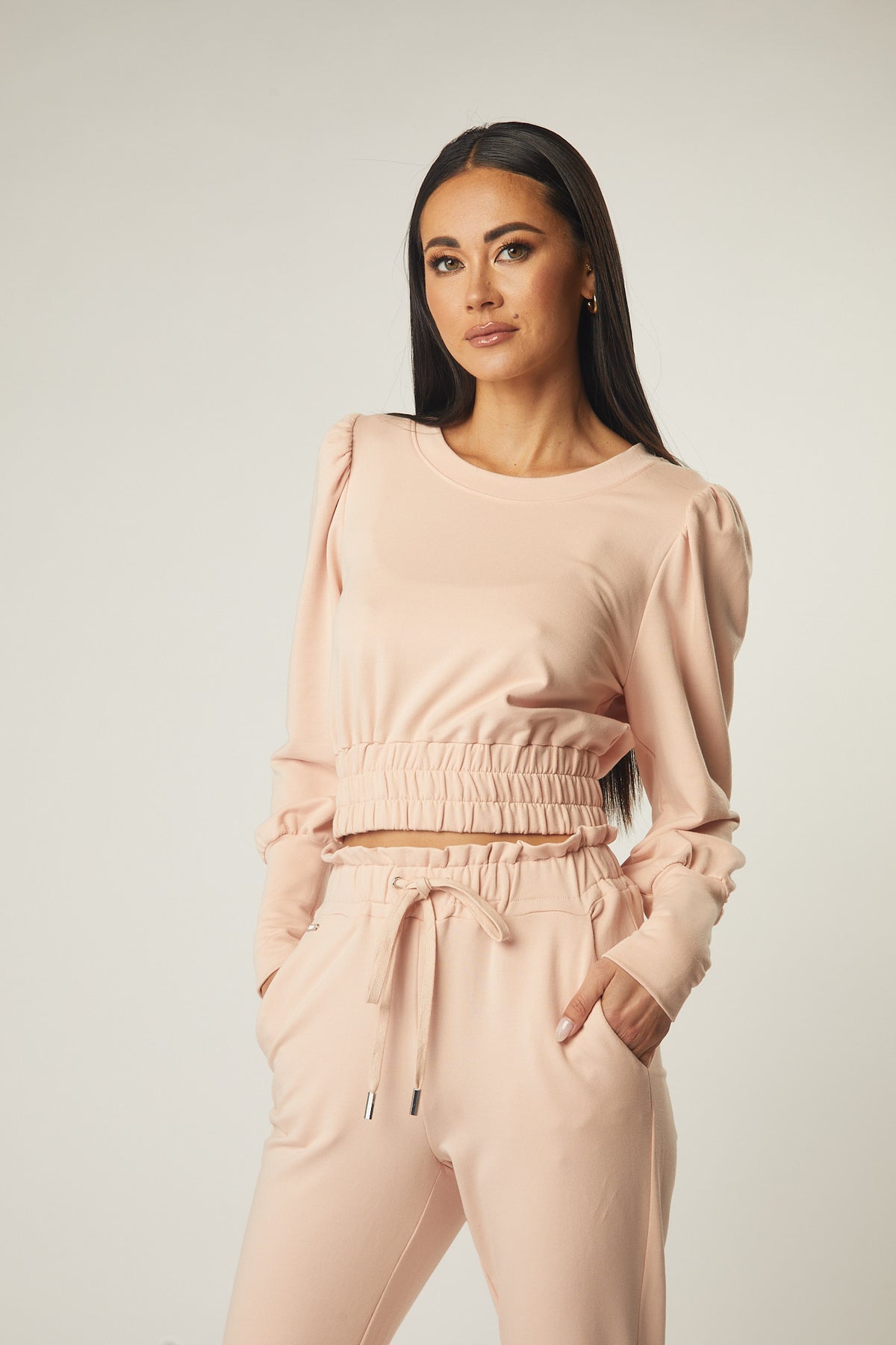 Emma Cotton French Terry Top In Cameo Rose