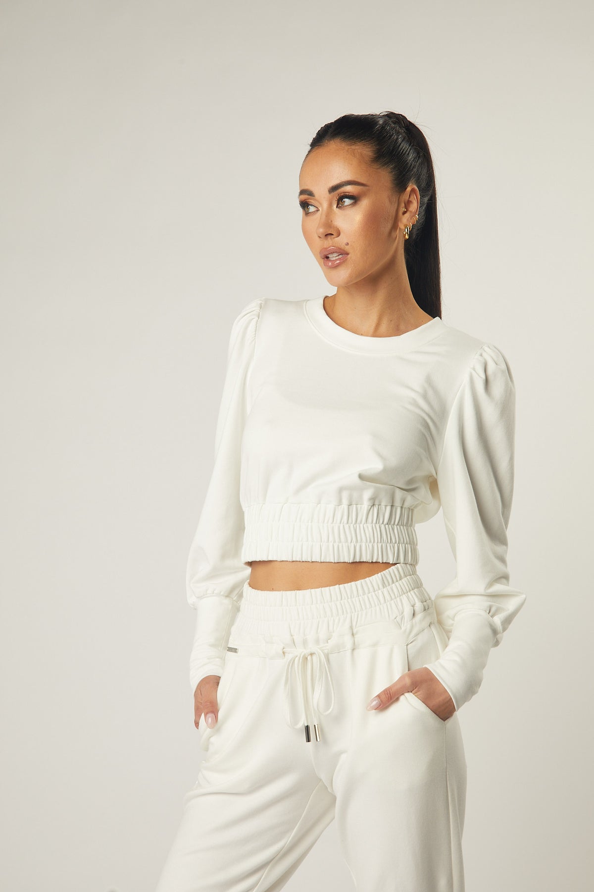 Emma Cotton French Terry Top In White