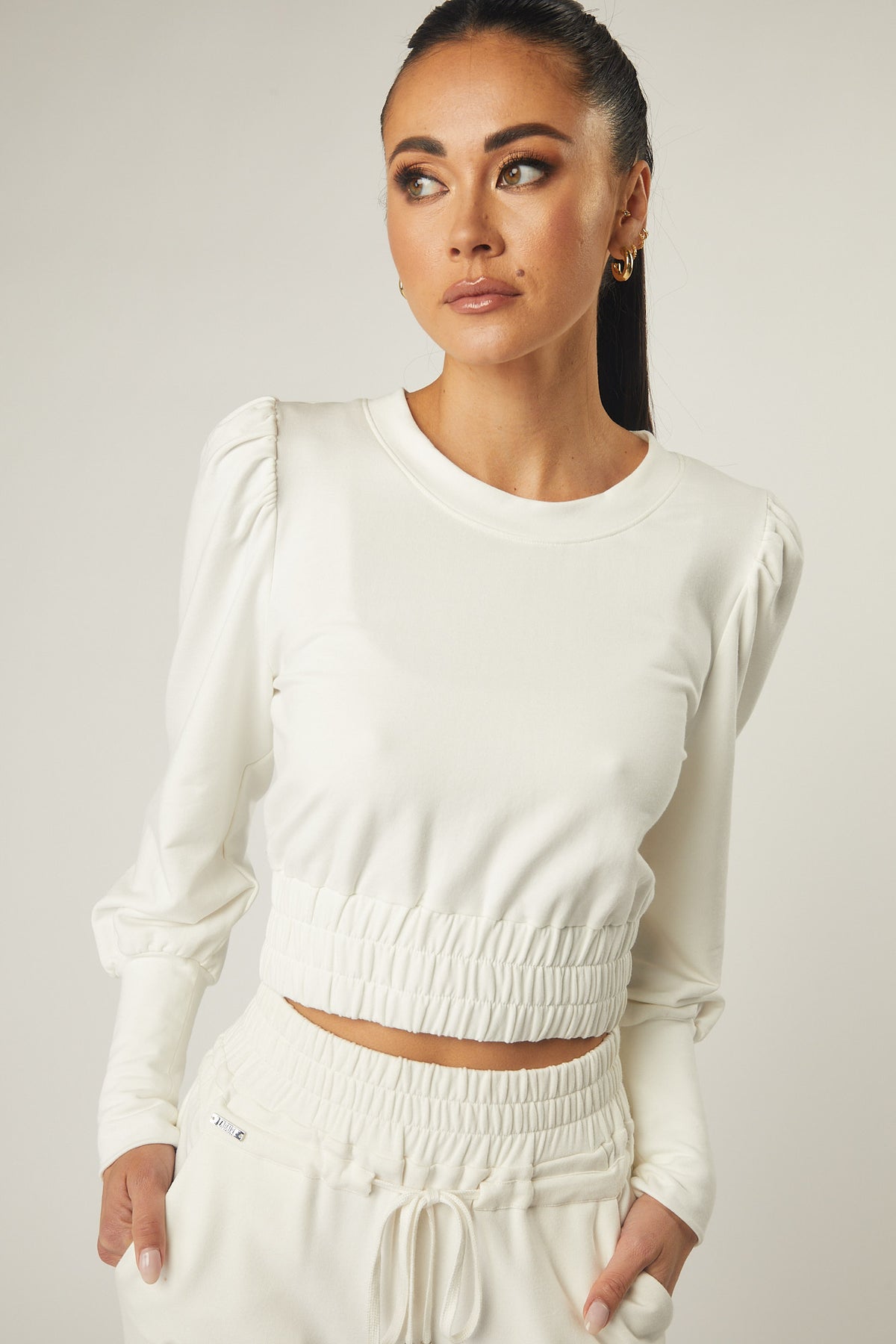 Emma Cotton French Terry Top In White