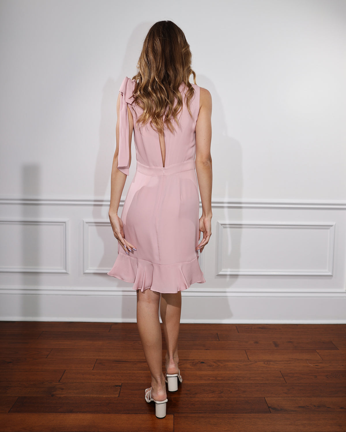 Anie Silk Mini Dress in Blush Pink