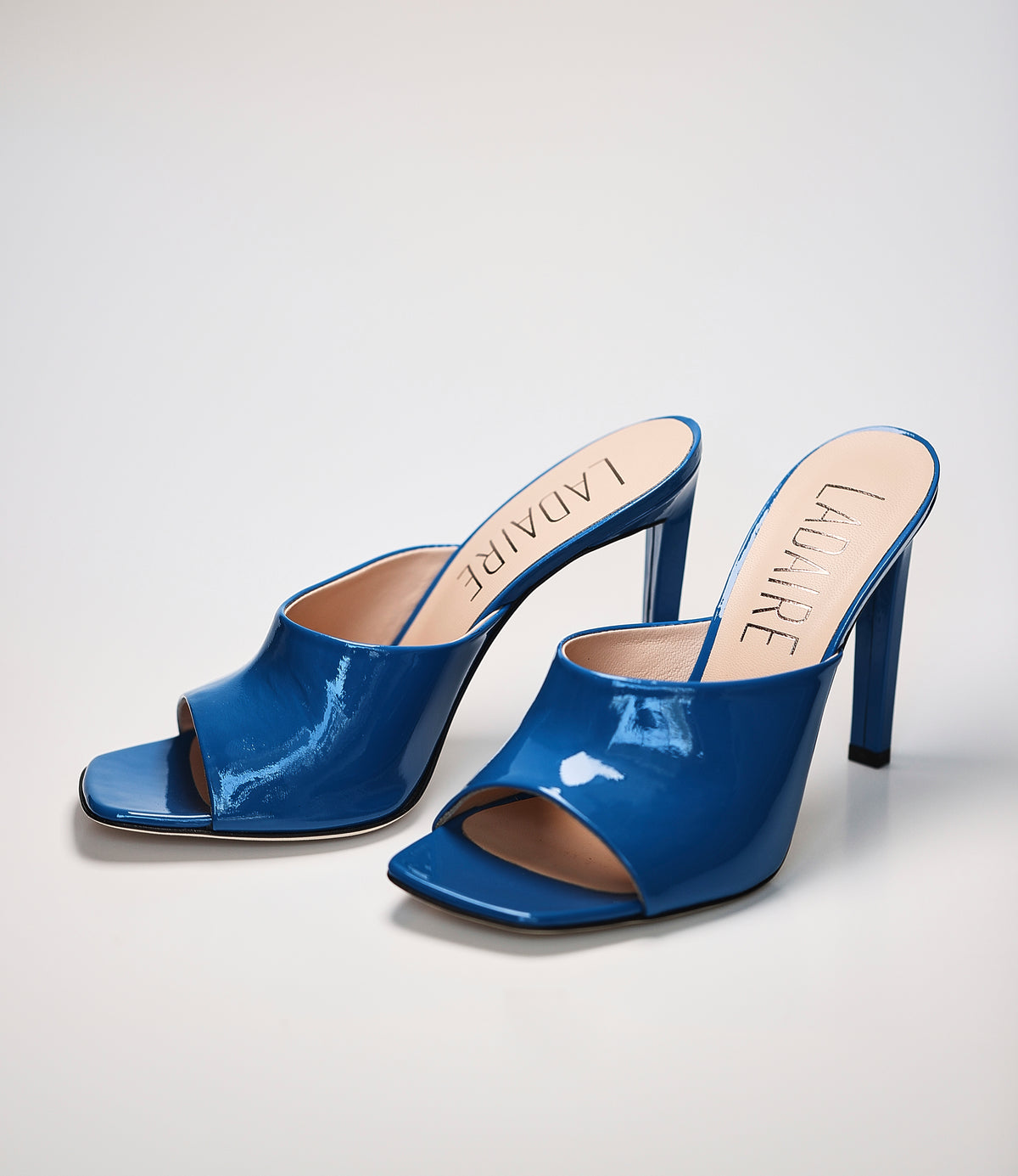 Lia Patent Leather Slide Sandals In Royal Blue