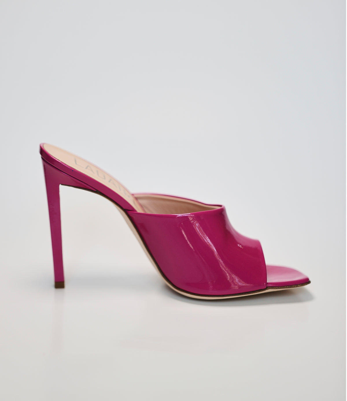 Lia Patent Leather Slide Sandals In Hot Pink