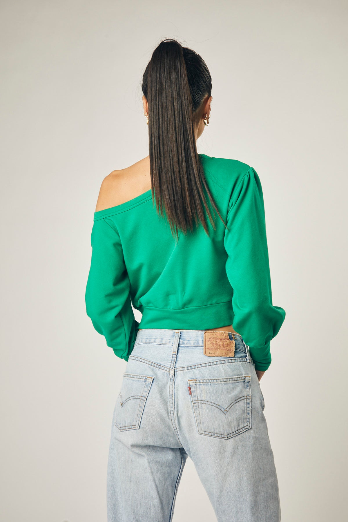 Lizzy Cotton Modal Sweatshirt In Emerald Green