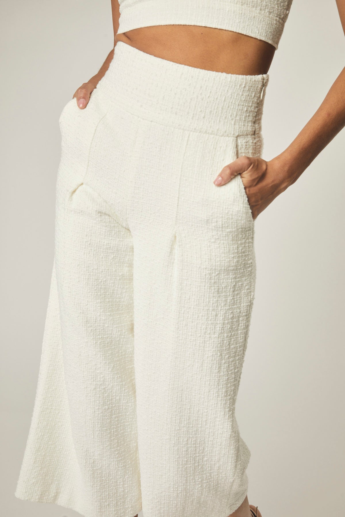 Jacqueline Cotton Tweed Pants In White