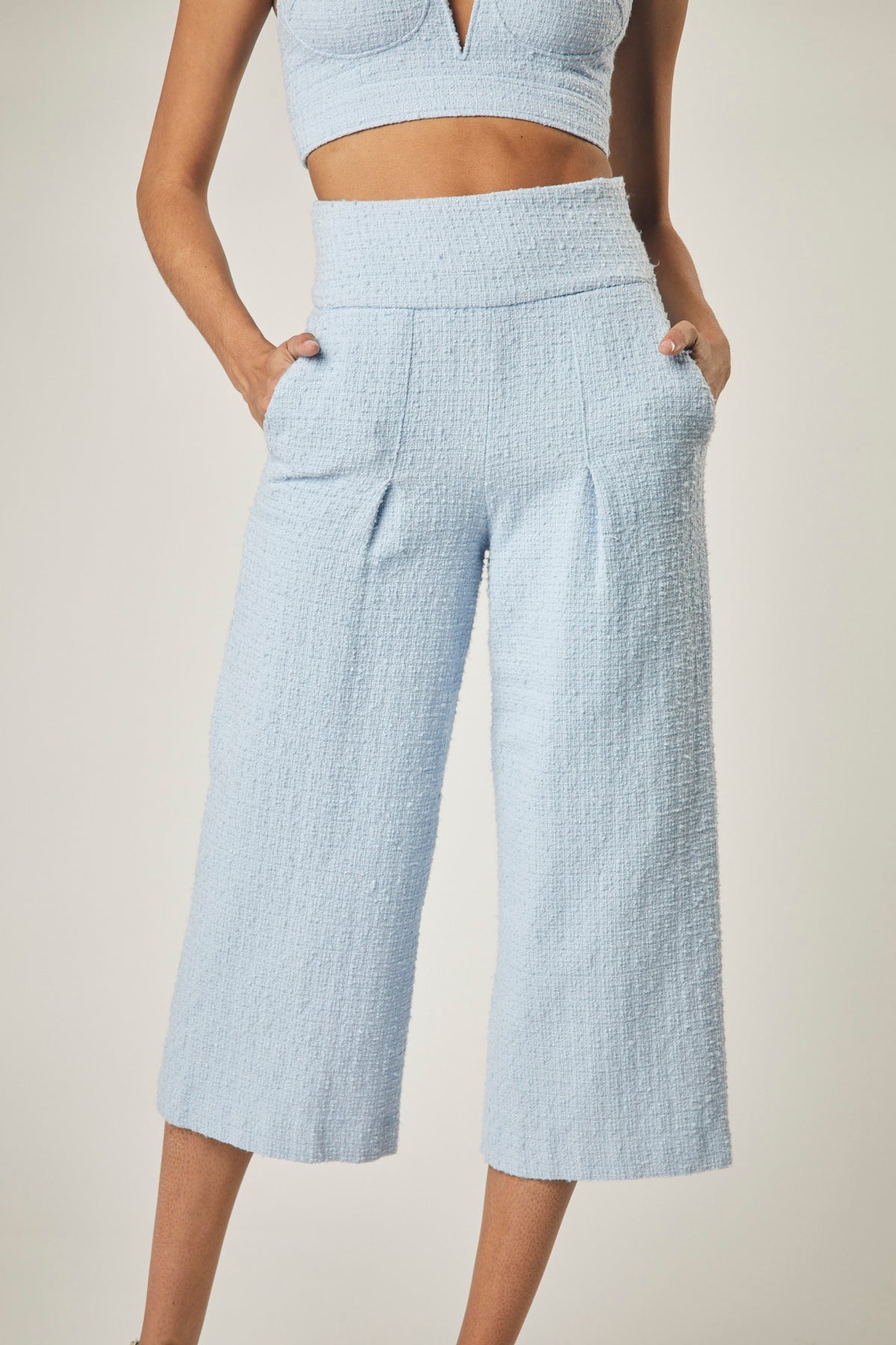 Jacqueline Cotton Tweed Pants In Cashmere Blue
