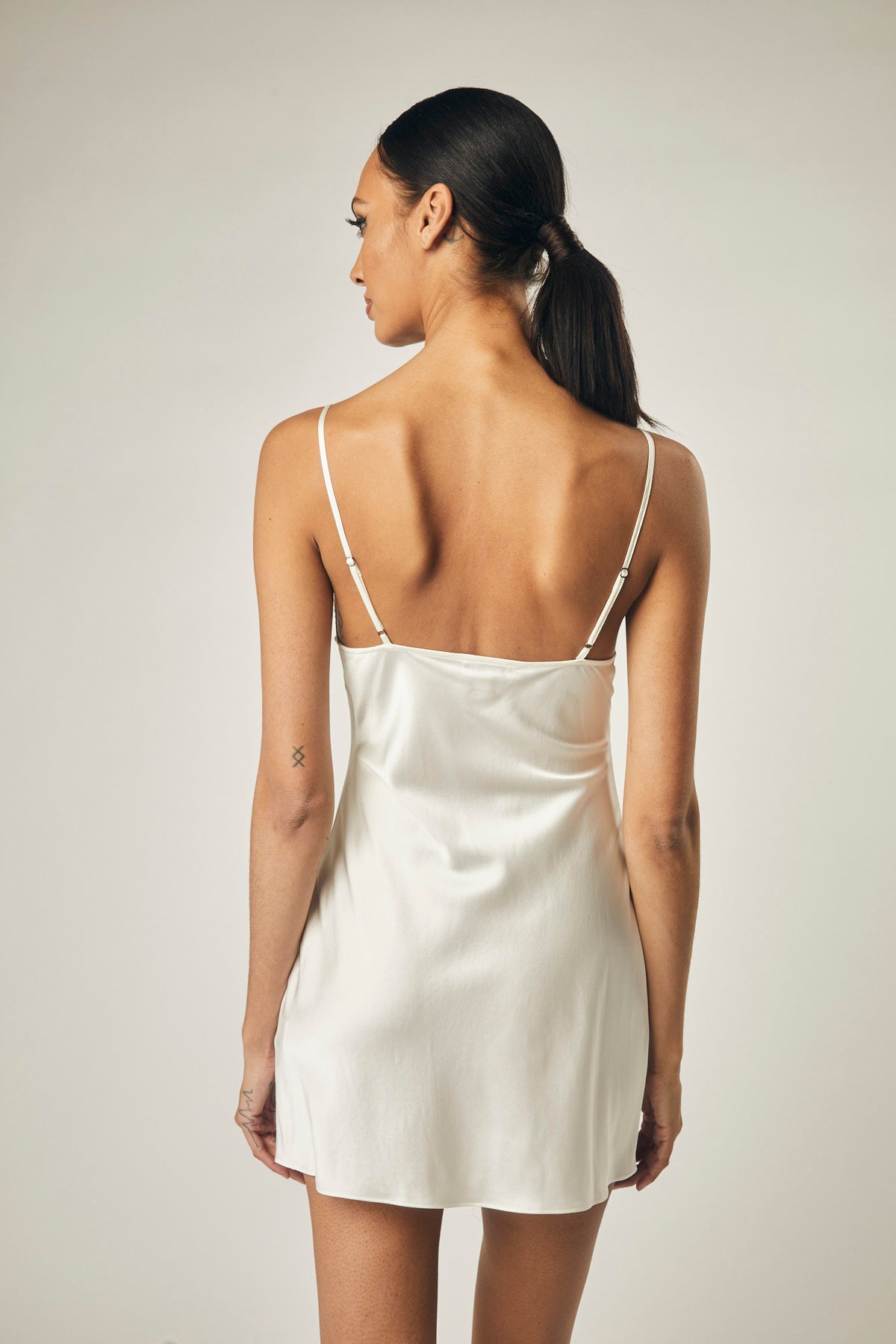 Katrina Silk Slip Dress In White