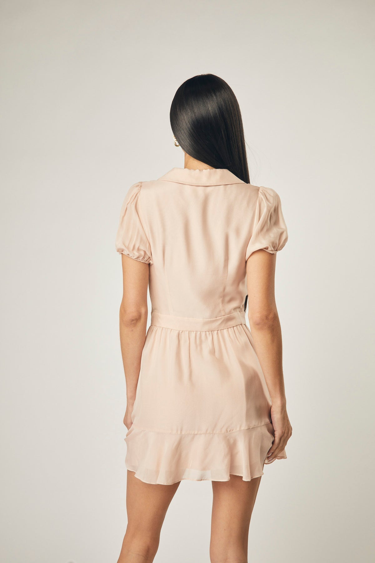 Stella Silk Chiffon Mini Dress - Cameo Rose