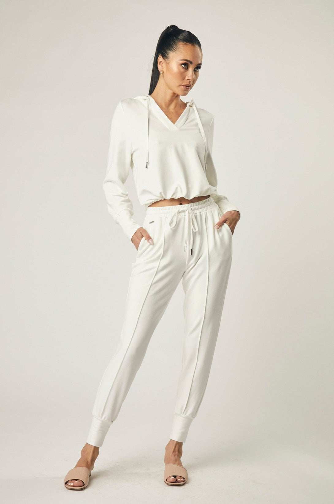 Farrah French Terry Pants In White