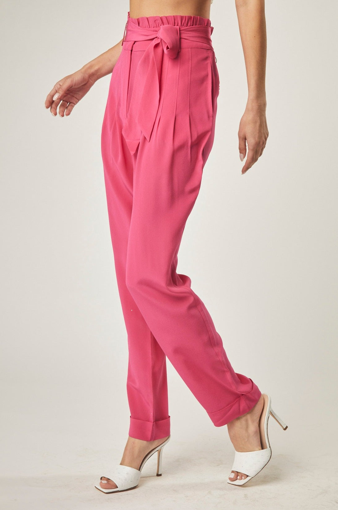 Tanya Pleated Silk Pant In Hot Pink