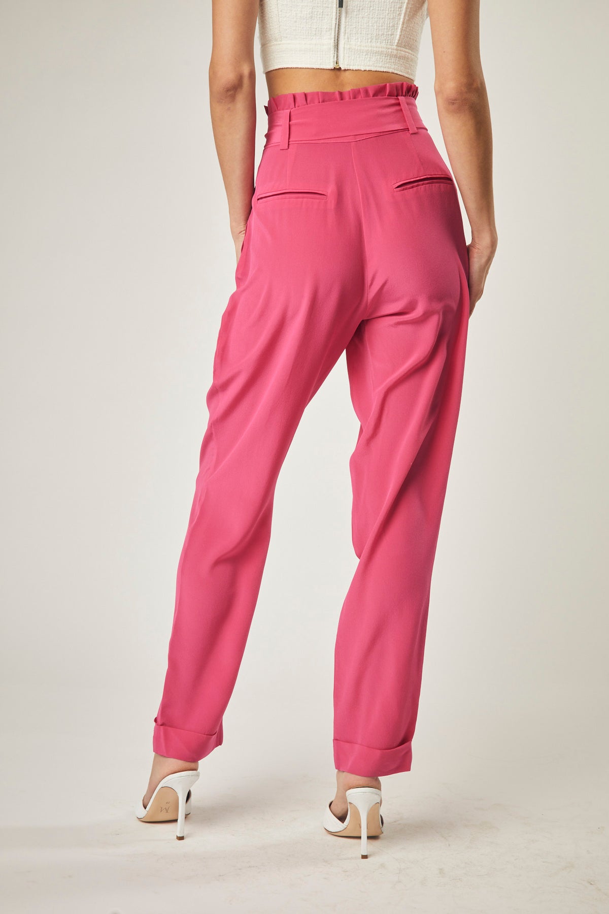 Tanya Pleated Silk Pant In Hot Pink