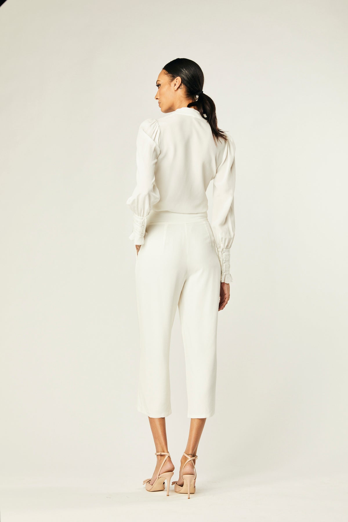 Jacqueline High Waist Silk Pants In White