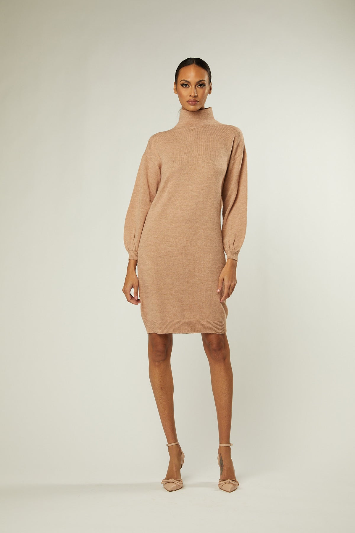Lola Wool Blend Sweater Dress In Blush