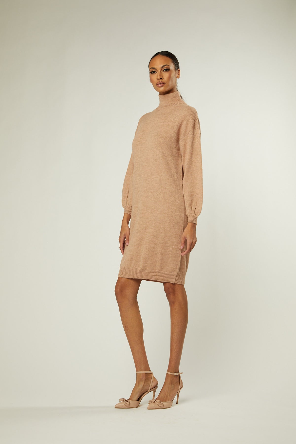 Lola Wool Blend Sweater Dress In Blush