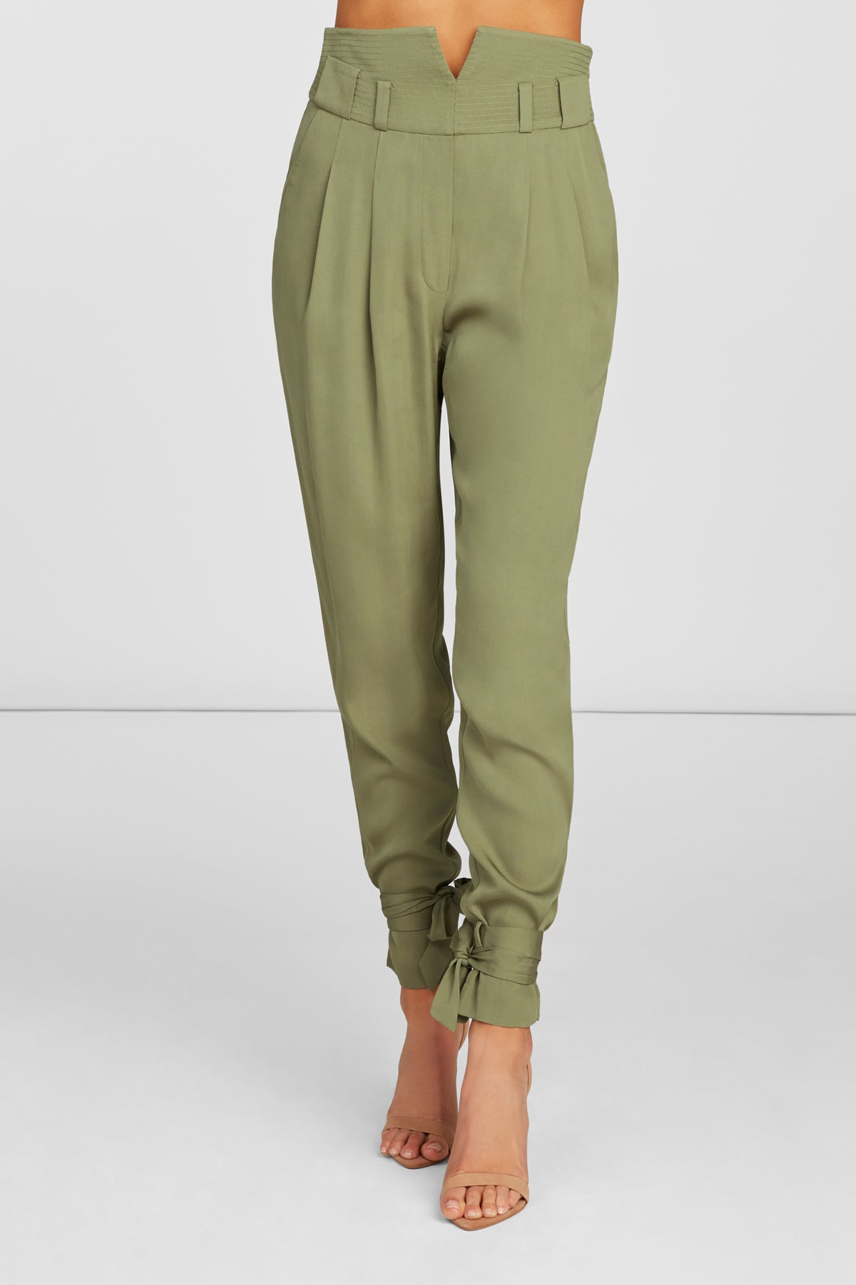 Aria High Waisted Skinny Pants in Olive