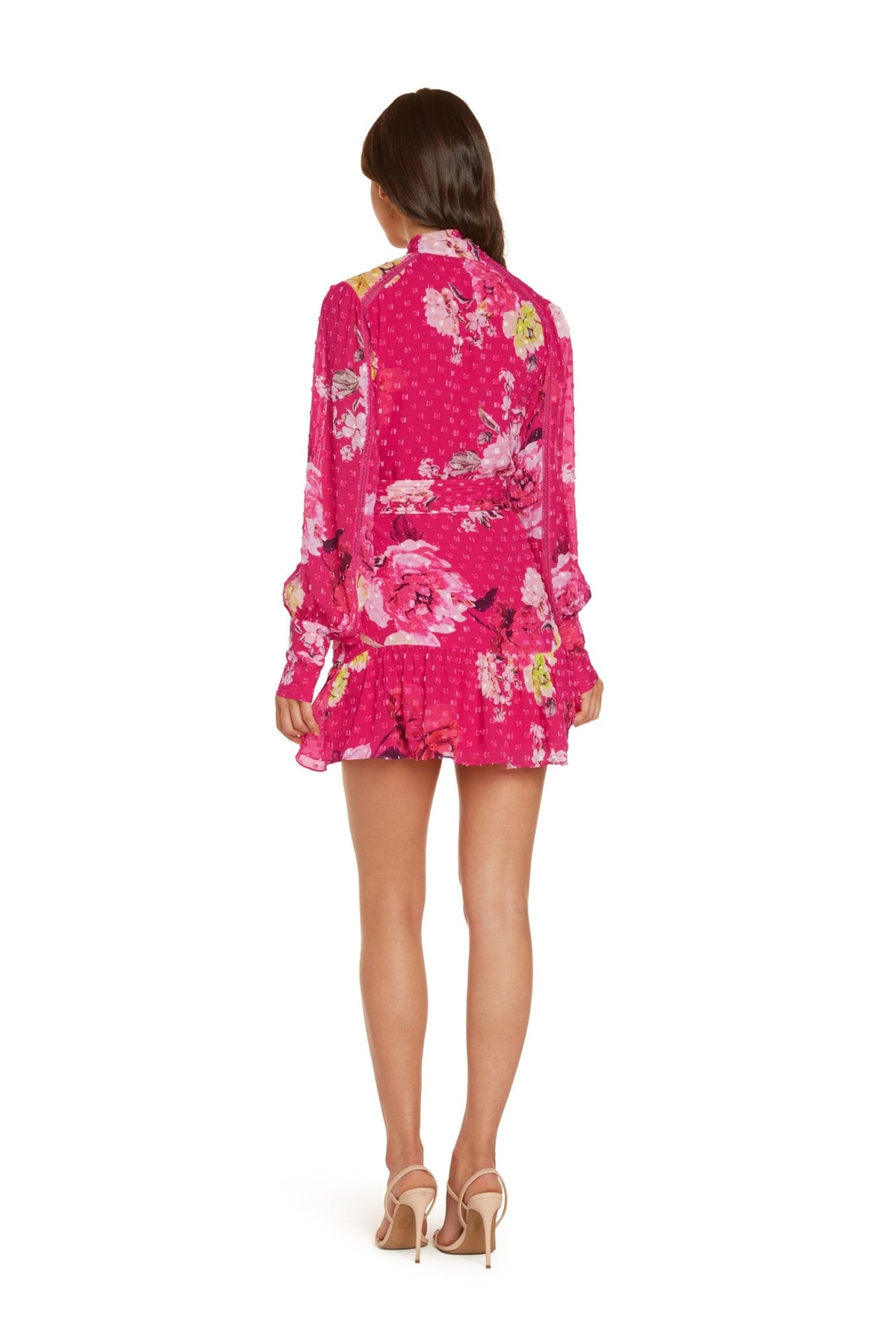 Madison Long Sleeve Mini Dress in Hot Pink Floral
