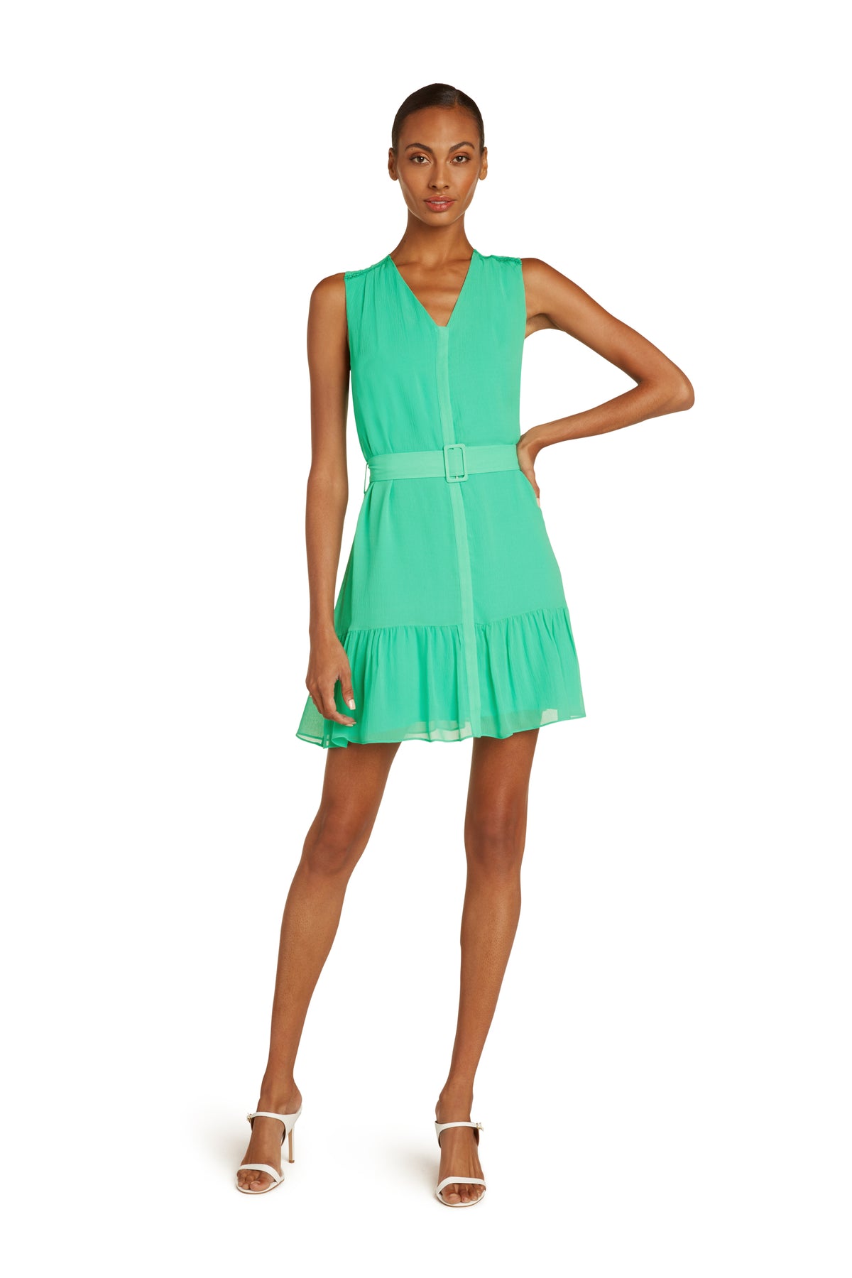 Allie Silk Mini Dress in Vivid Green