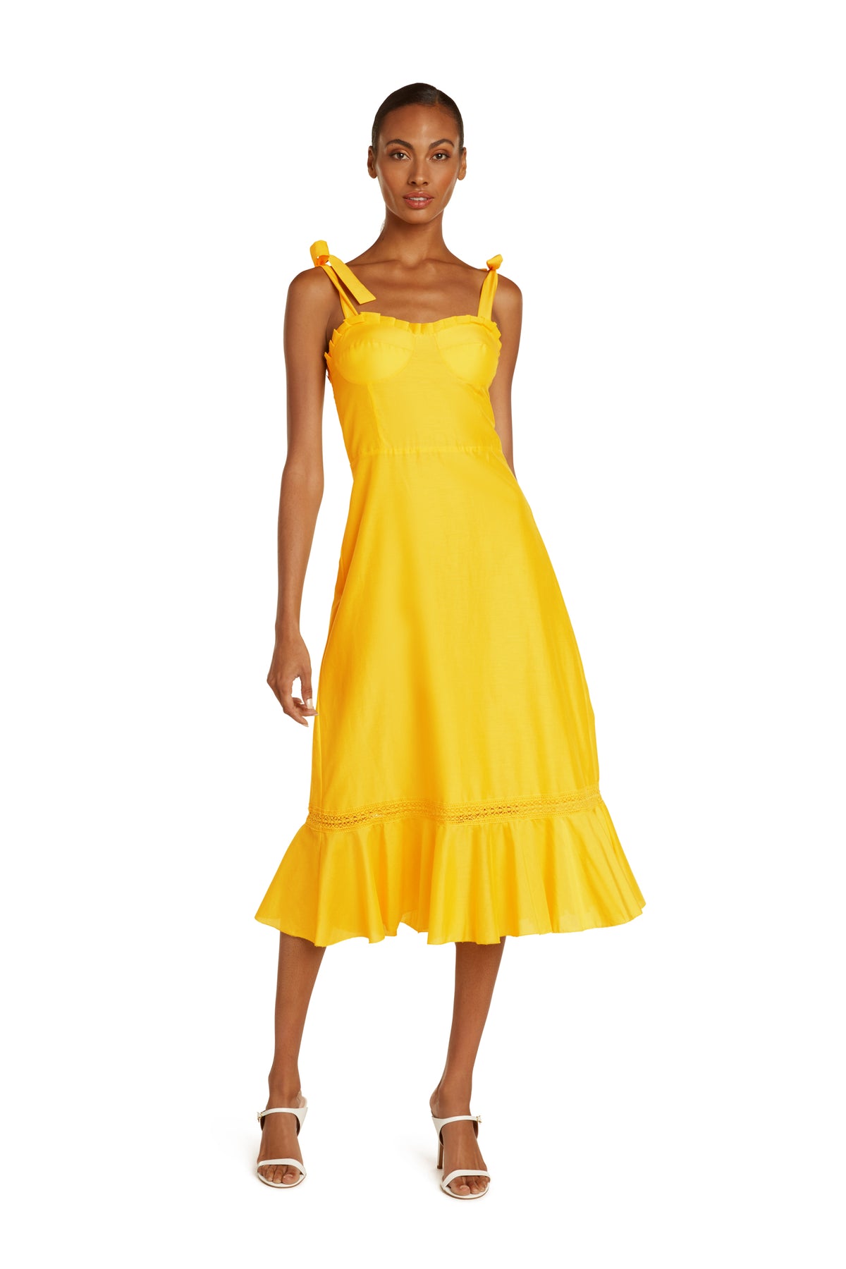 Jolene Cotton Midi Dress in Yellow Solar