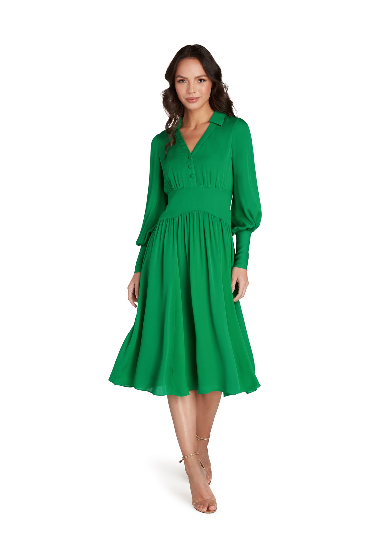 Eleanor Silk Dress In Emerald