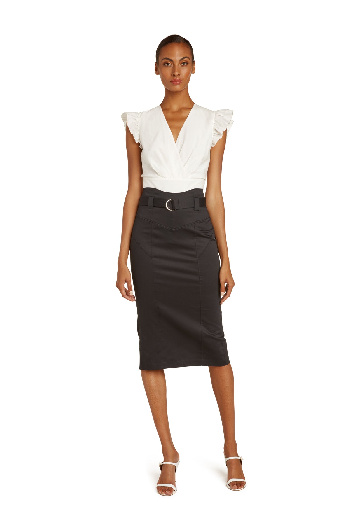 Mirielle Cotton Pencil Skirt in Black