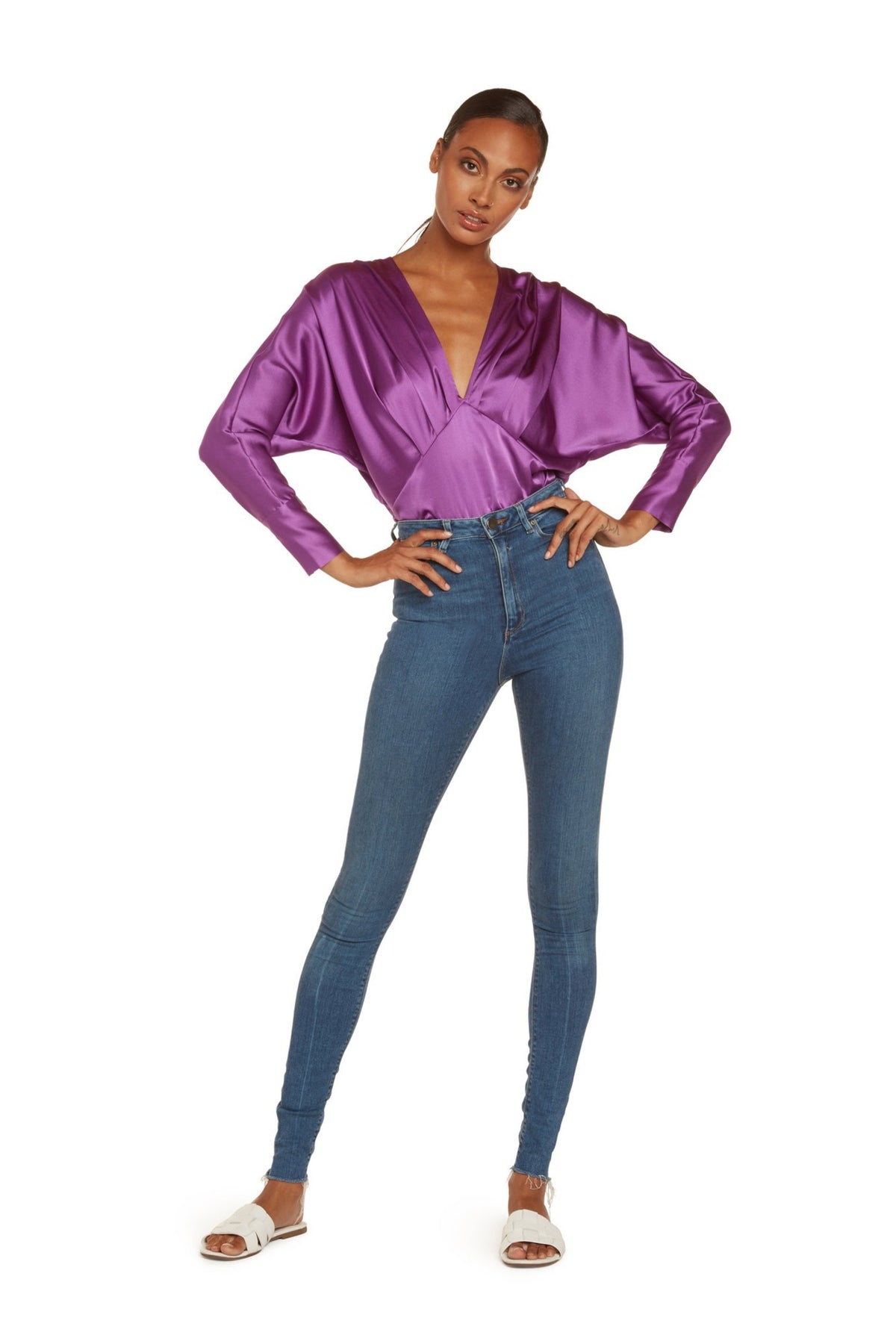 Colette Long Sleeve Bodysuit in Violet